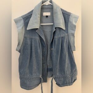 7 For All Mankind Blue Denim Sleeveless Top